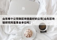 山东哪个公司做区块链最好的公司[山东区块链研究院是事业单位吗]