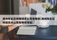 湖州知名区块链技术公司有哪些[湖州知名区块链技术公司有哪些项目]